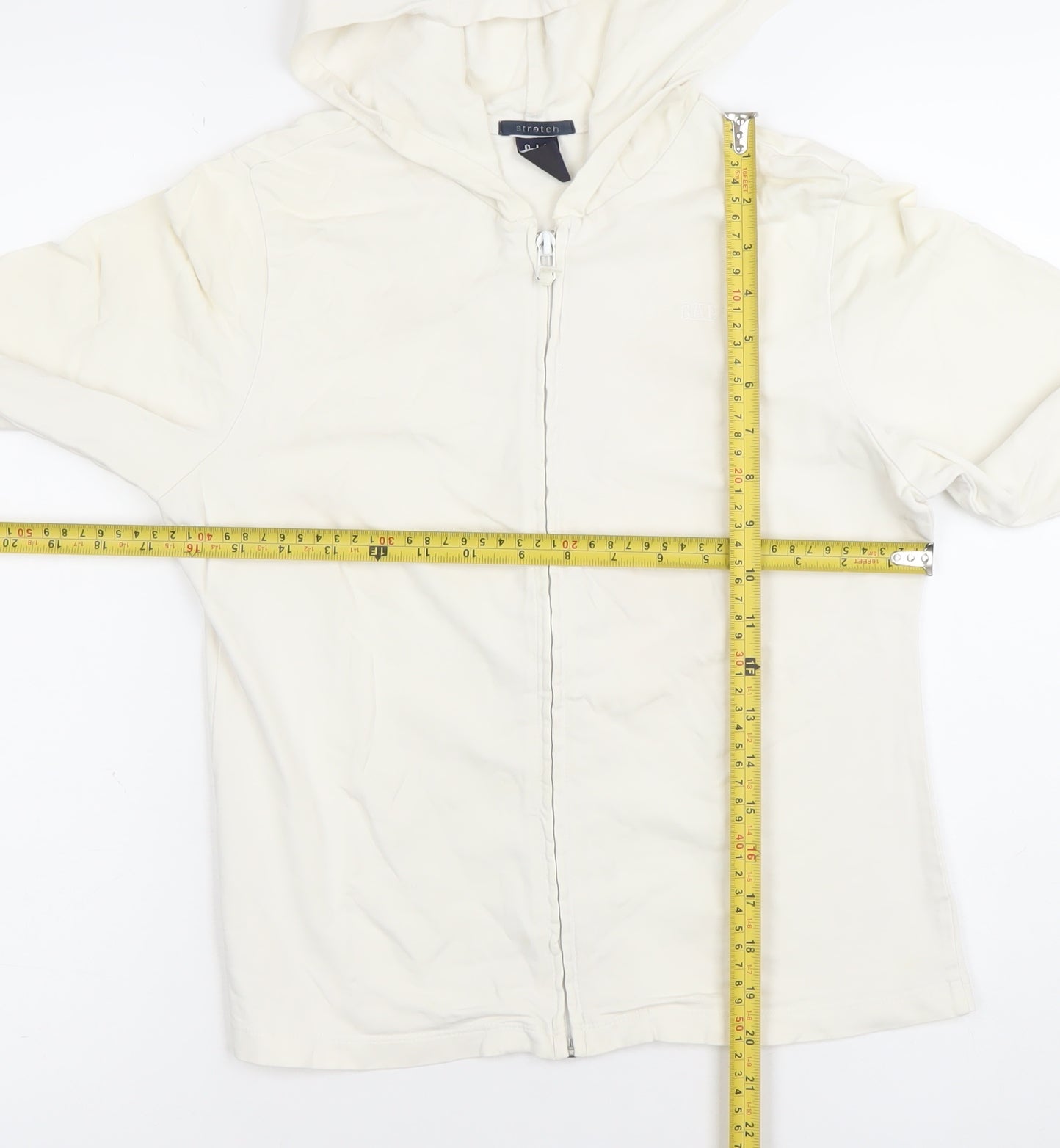 GAP Womens White 2XL Full Zip Hoodie Cotton Stretch Casual