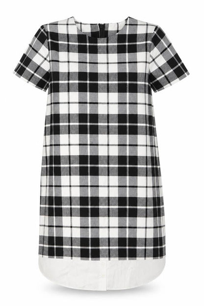 Zara Women Black Check Short Sleeve Shift Dress Size S