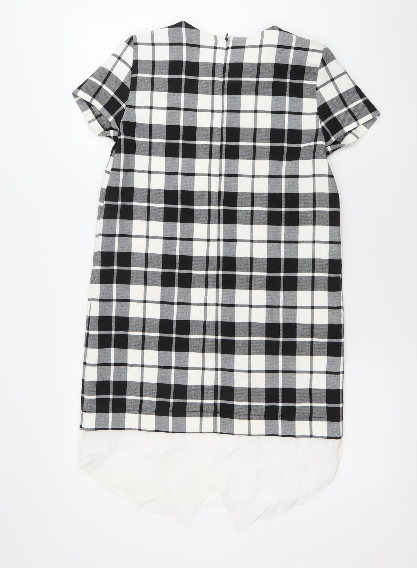 Zara Women Black Check Short Sleeve Shift Dress Size S