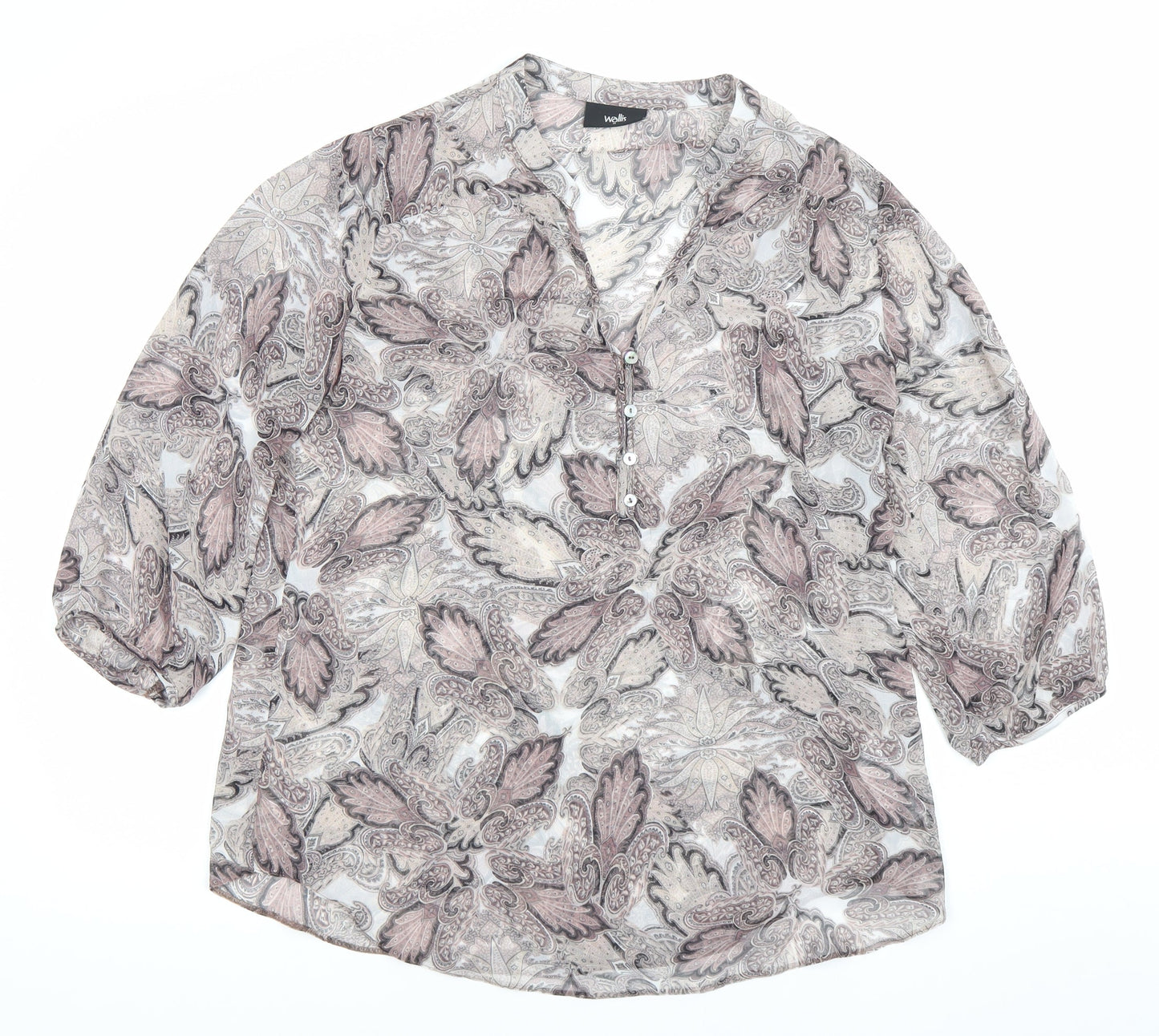 Wallis Women’s Multicoloured Paisley 3/4 Sleeve Blouse Size 14