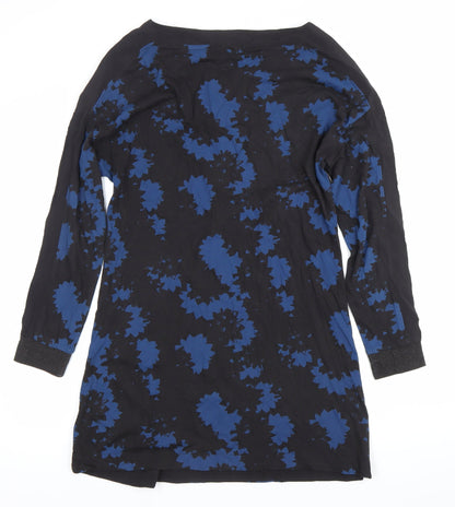 Wallis Women’s Black Blue Floral Shift Dress Size 10 Long Sleeve
