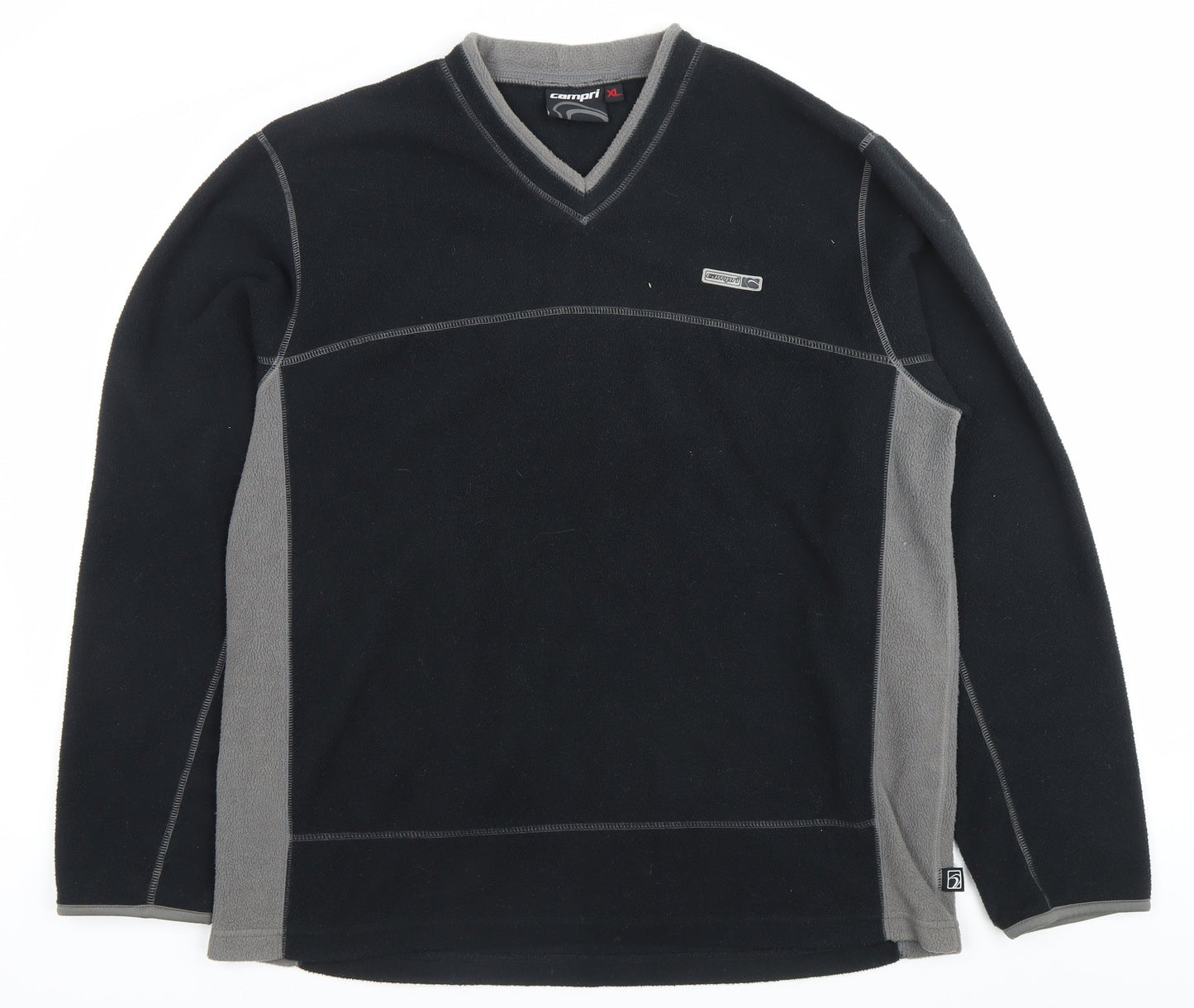 Campri Men’s Black XL Fleece Pullover Sweatshirt V-Neck Outdoor