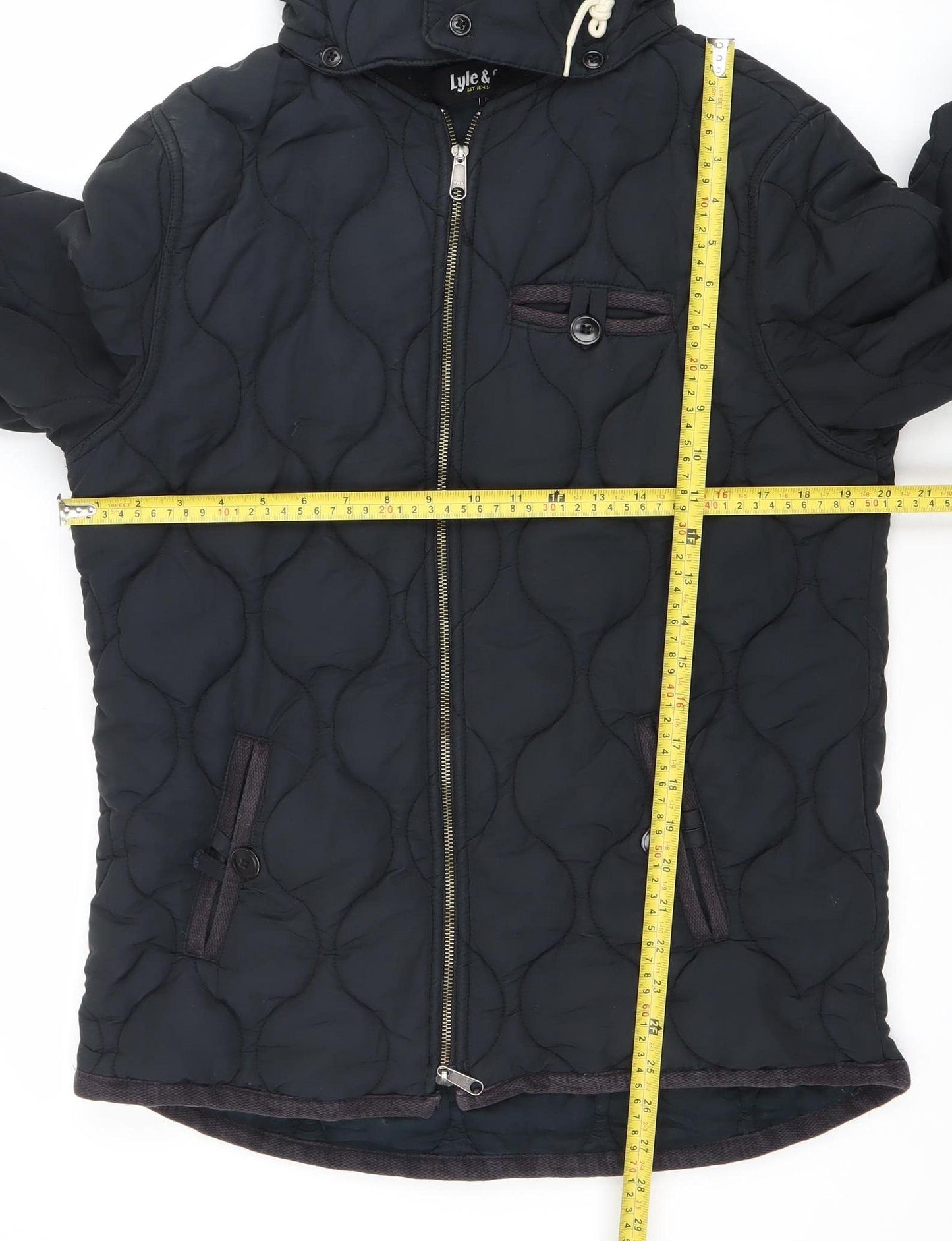 Mens UK Size M Lyle & Scott Black Quilted Coat
