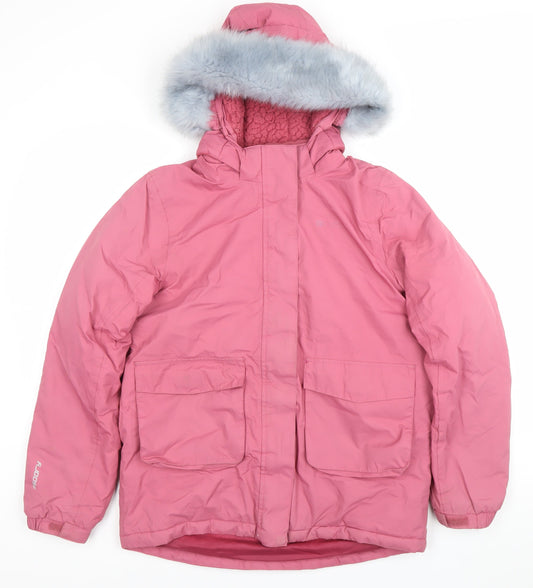 Mountain Warehouse Girls Pink Parka Coat 13 Years Waterproof Winter Hooded