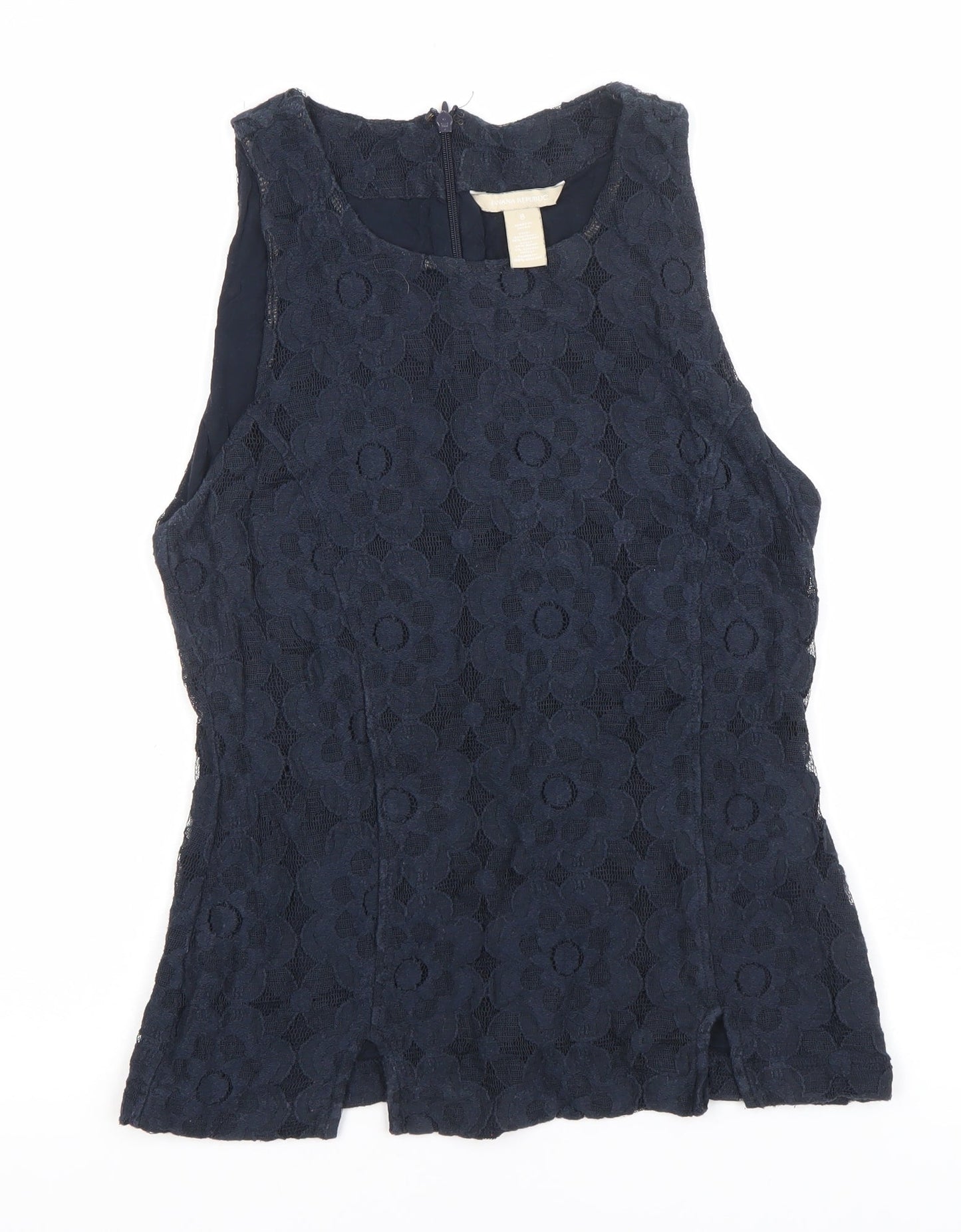 Banana Republic Womens Blue Lace Sleeveless Blouse Size 12