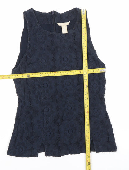 Banana Republic Womens Blue Lace Sleeveless Blouse Size 12