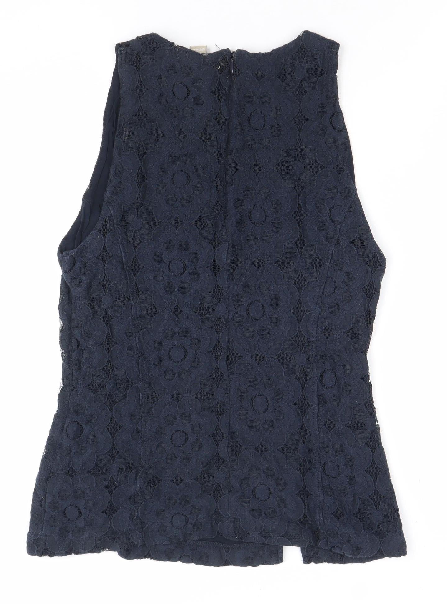 Banana Republic Womens Blue Lace Sleeveless Blouse Size 12