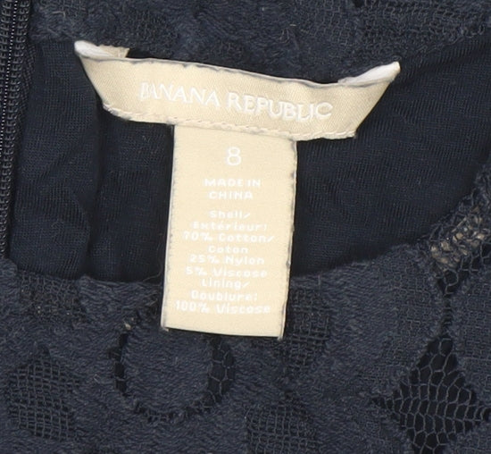 Banana Republic Womens Blue Lace Sleeveless Blouse Size 12