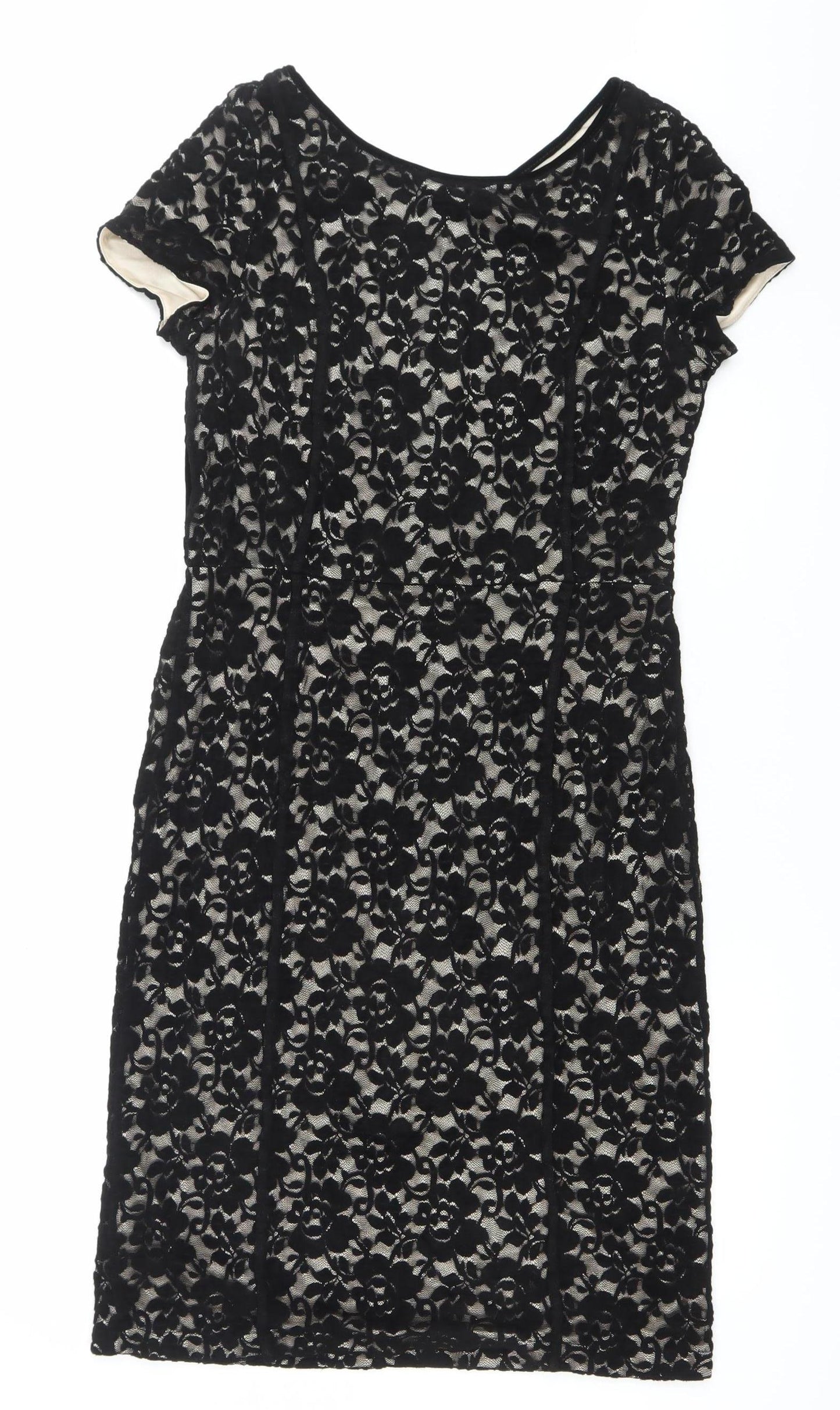 Laura Ashley Women’s Black Lace Sheath Dress UK 10 Formal Party Wedding