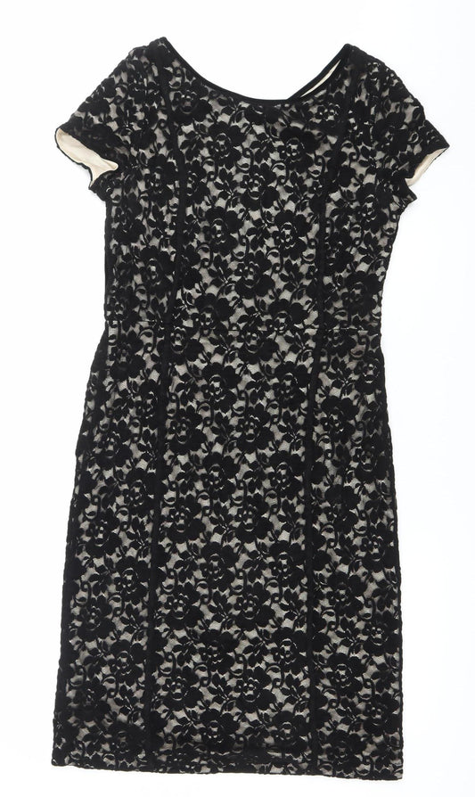 Laura Ashley Women’s Black Lace Sheath Dress UK 10 Formal Party Wedding