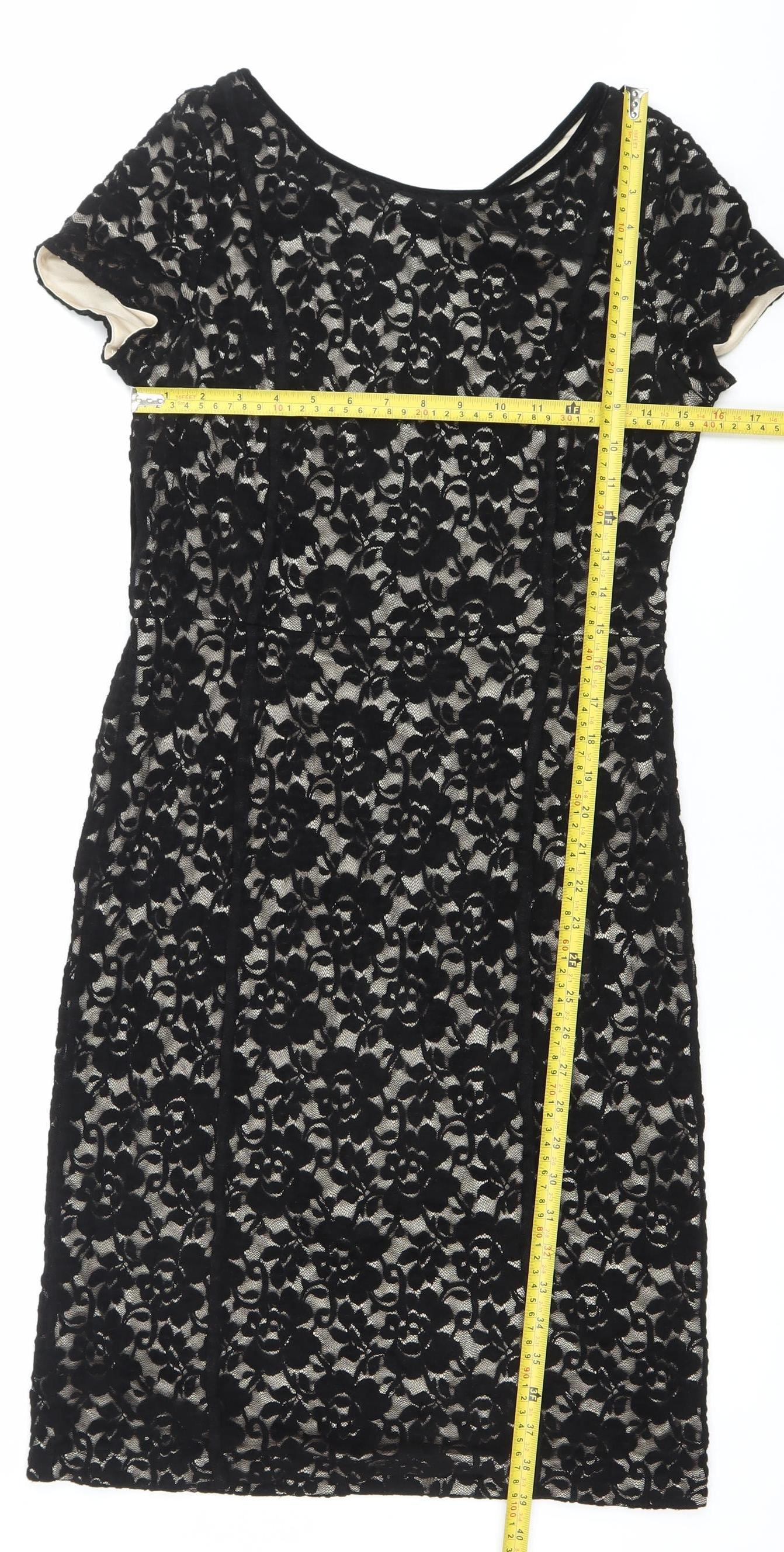 Laura Ashley Women’s Black Lace Sheath Dress UK 10 Formal Party Wedding
