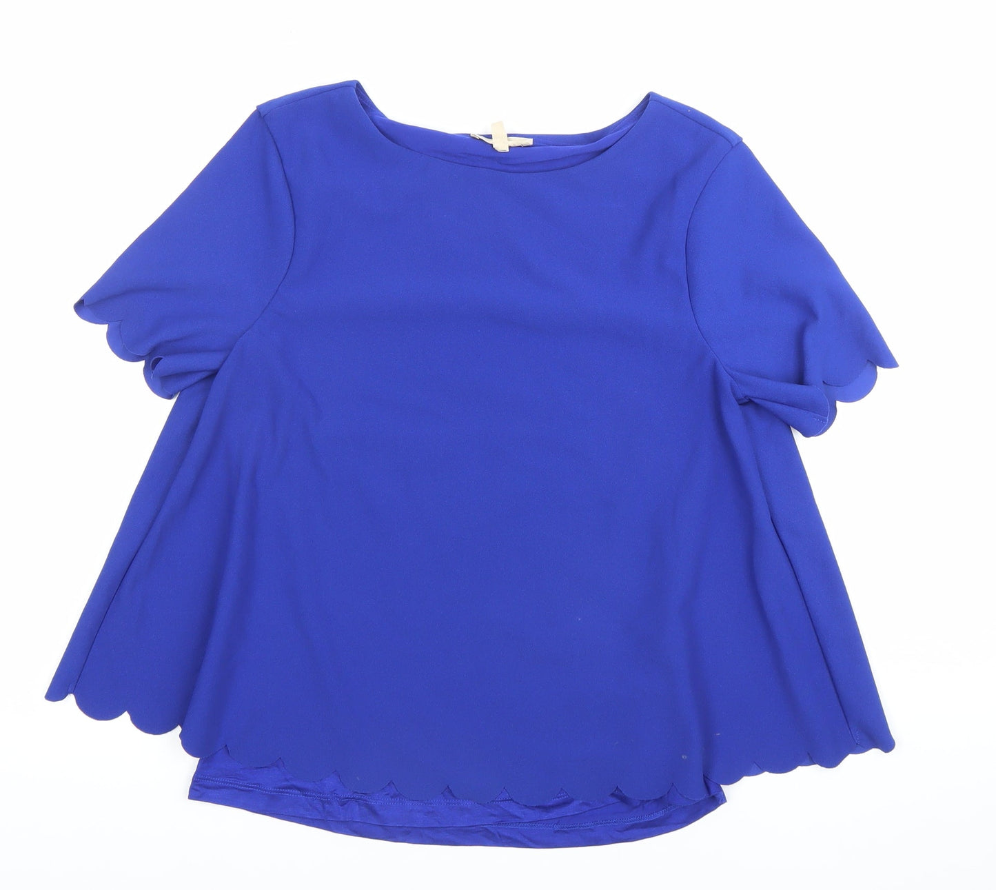 Phase Eight Women’s Blue Size 10 Tunic Blouse Scallop Hem