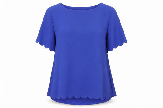 Phase Eight Women’s Blue Size 10 Tunic Blouse Scallop Hem