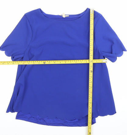 Phase Eight Women’s Blue Size 10 Tunic Blouse Scallop Hem