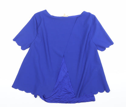 Phase Eight Women’s Blue Size 10 Tunic Blouse Scallop Hem