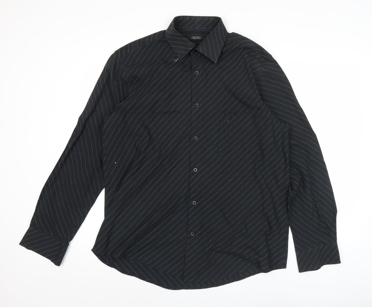 Taylor & Reece Men’s Black Striped Long Sleeve Button-Up Shirt Size 16