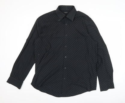 Taylor & Reece Men’s Black Striped Long Sleeve Button-Up Shirt Size 16