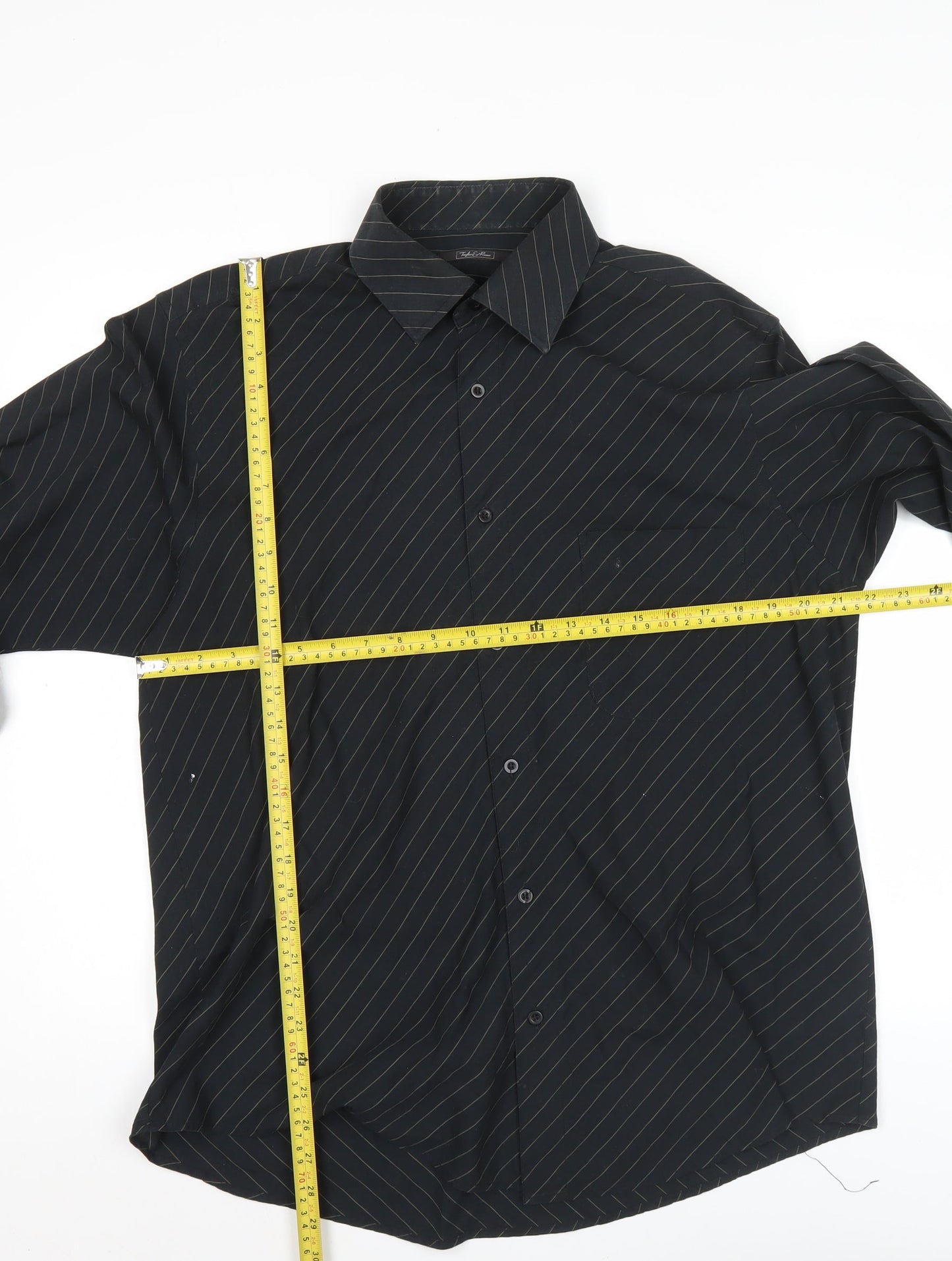 Taylor & Reece Men’s Black Striped Long Sleeve Button-Up Shirt Size 16