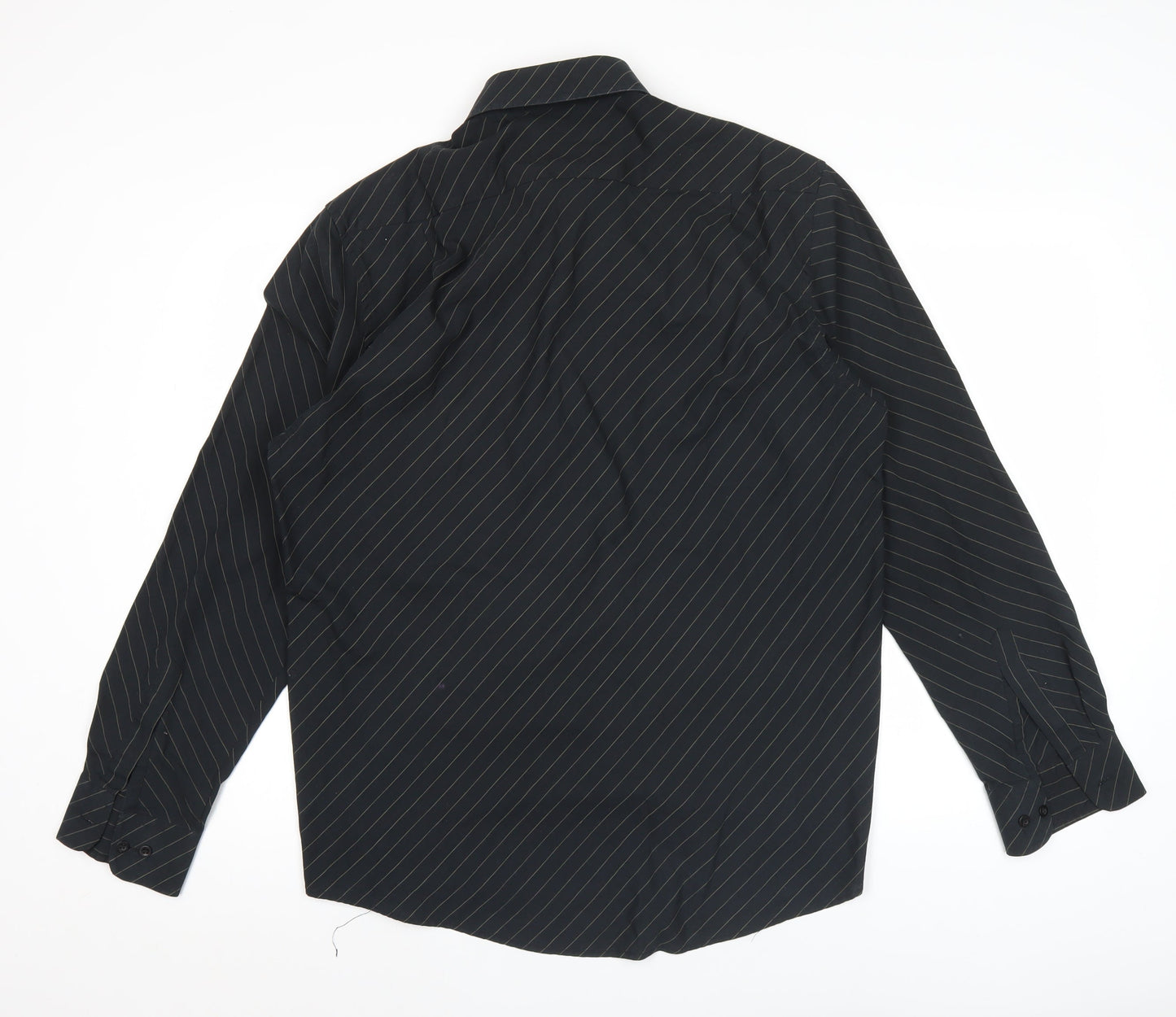 Taylor & Reece Men’s Black Striped Long Sleeve Button-Up Shirt Size 16