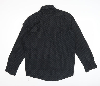 Taylor & Reece Men’s Black Striped Long Sleeve Button-Up Shirt Size 16