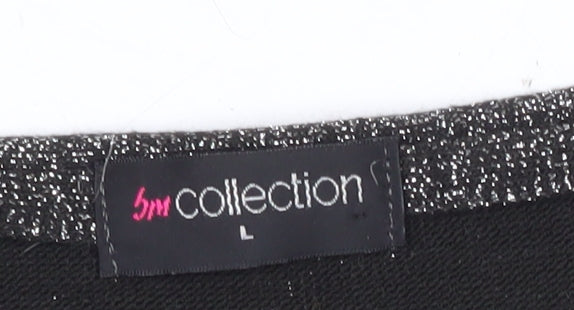 BM Collection Womens Black Glitter Cardigan L 3/4 Sleeve V-Neck