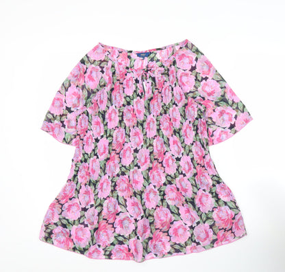 Cotton Traders Womens Multicoloured Floral Tunic Blouse Size 10