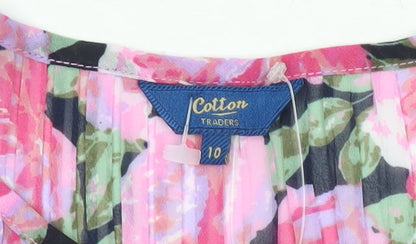 Cotton Traders Womens Multicoloured Floral Tunic Blouse Size 10
