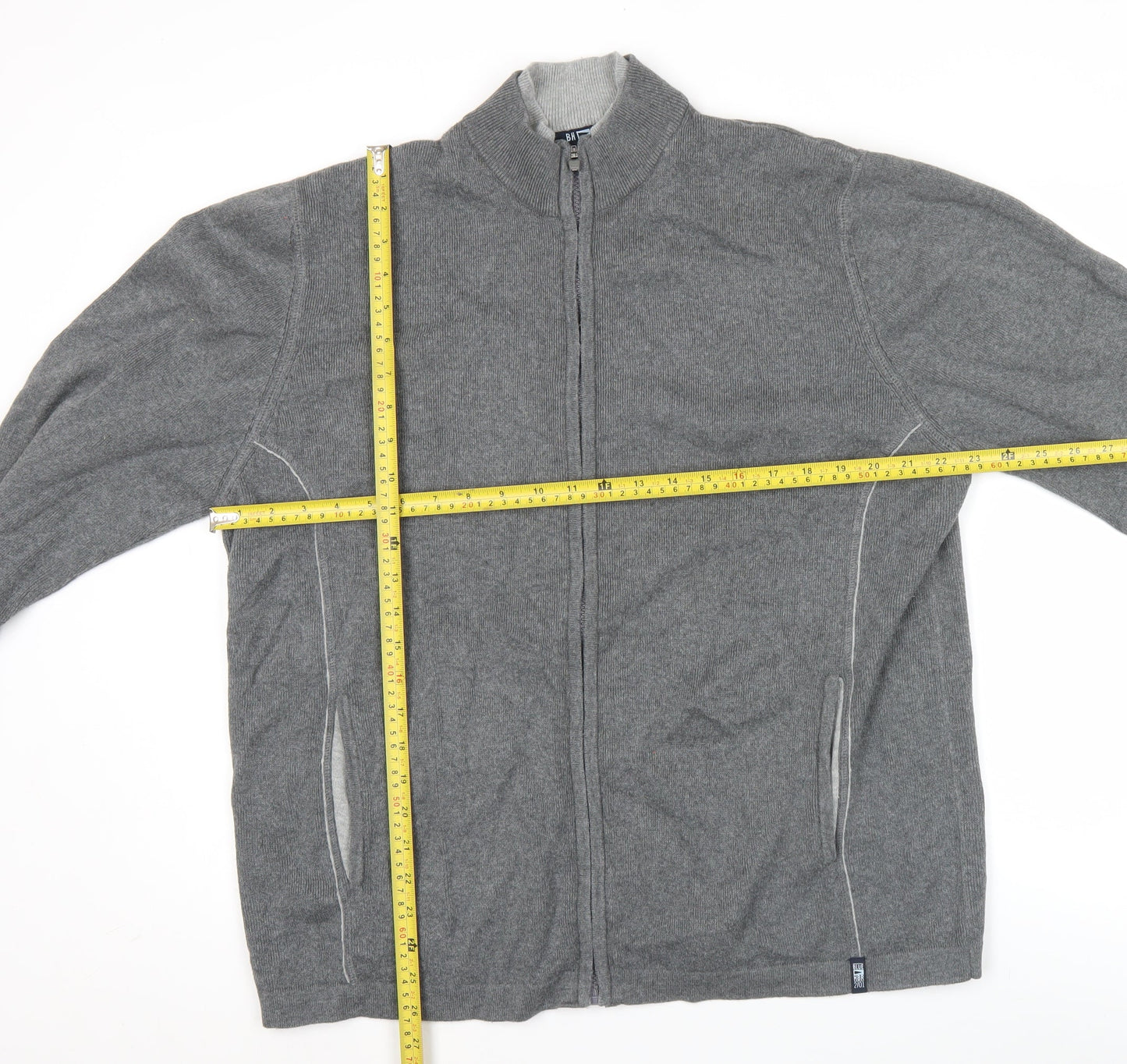 Marks and Spencer Men’s Grey XL 44-46" Cotton Zip Knit Jacket