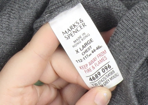 Marks and Spencer Men’s Grey XL 44-46" Cotton Zip Knit Jacket