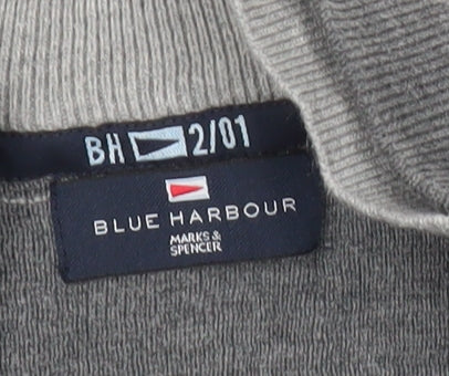 Marks and Spencer Men’s Grey XL 44-46" Cotton Zip Knit Jacket