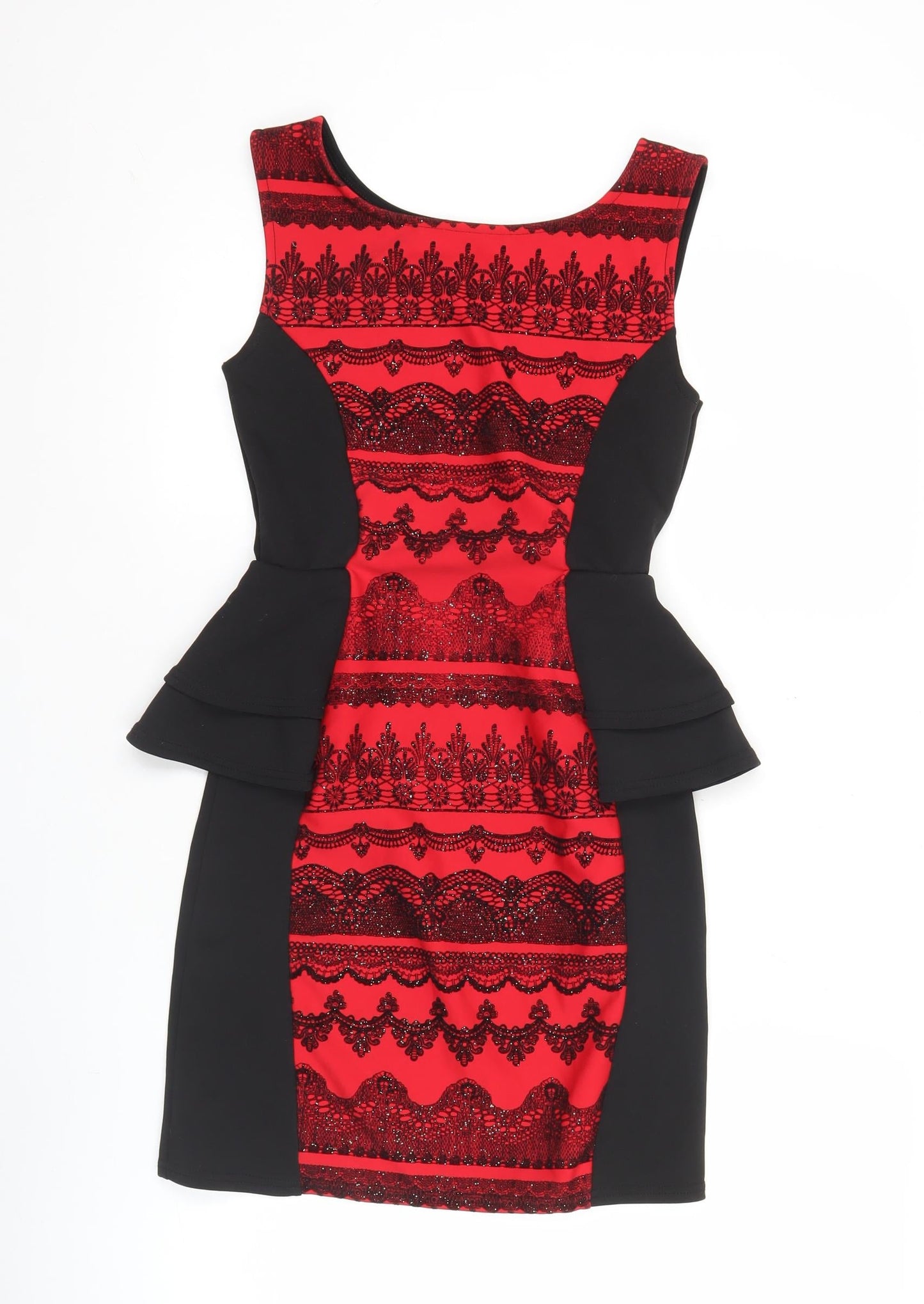 Quiz Women’s Red Black Bodycon Dress Size 10 Party Cocktail