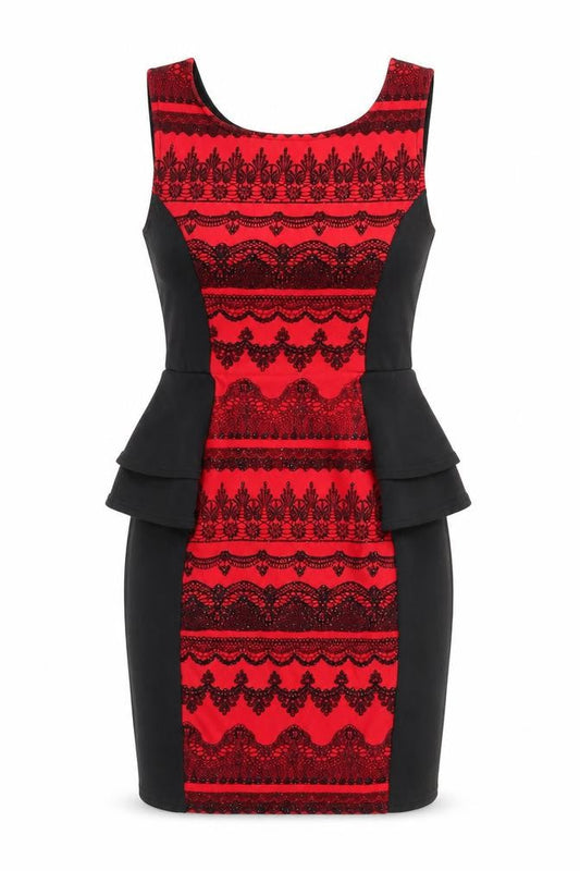 Quiz Women’s Red Black Bodycon Dress Size 10 Party Cocktail