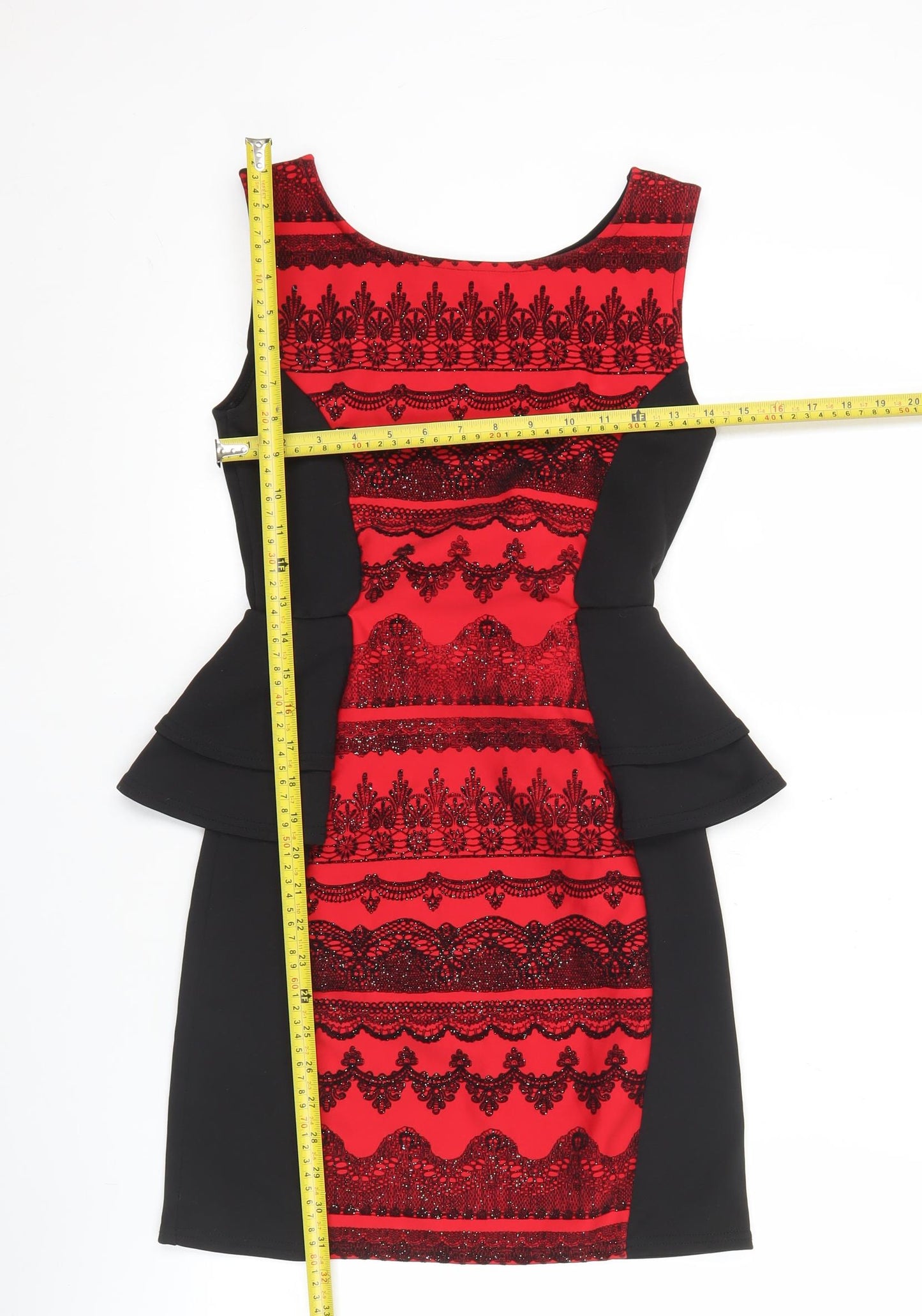 Quiz Women’s Red Black Bodycon Dress Size 10 Party Cocktail