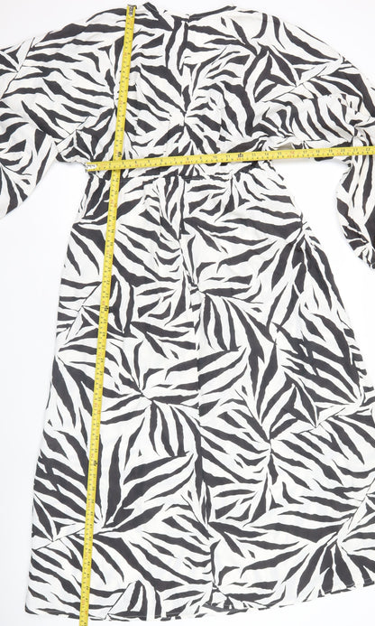 Marks and Spencer Women’s Black White Zebra Midi Shift Dress Size 12