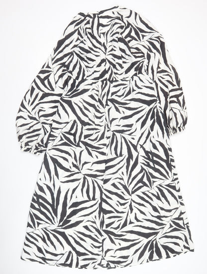 Marks and Spencer Women’s Black White Zebra Midi Shift Dress Size 12