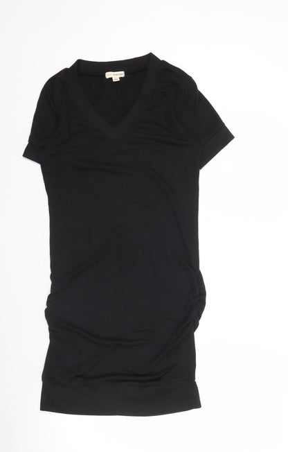 Zenana Outfitters Womens Black L Shift Dress Short Sleeve V-Neck