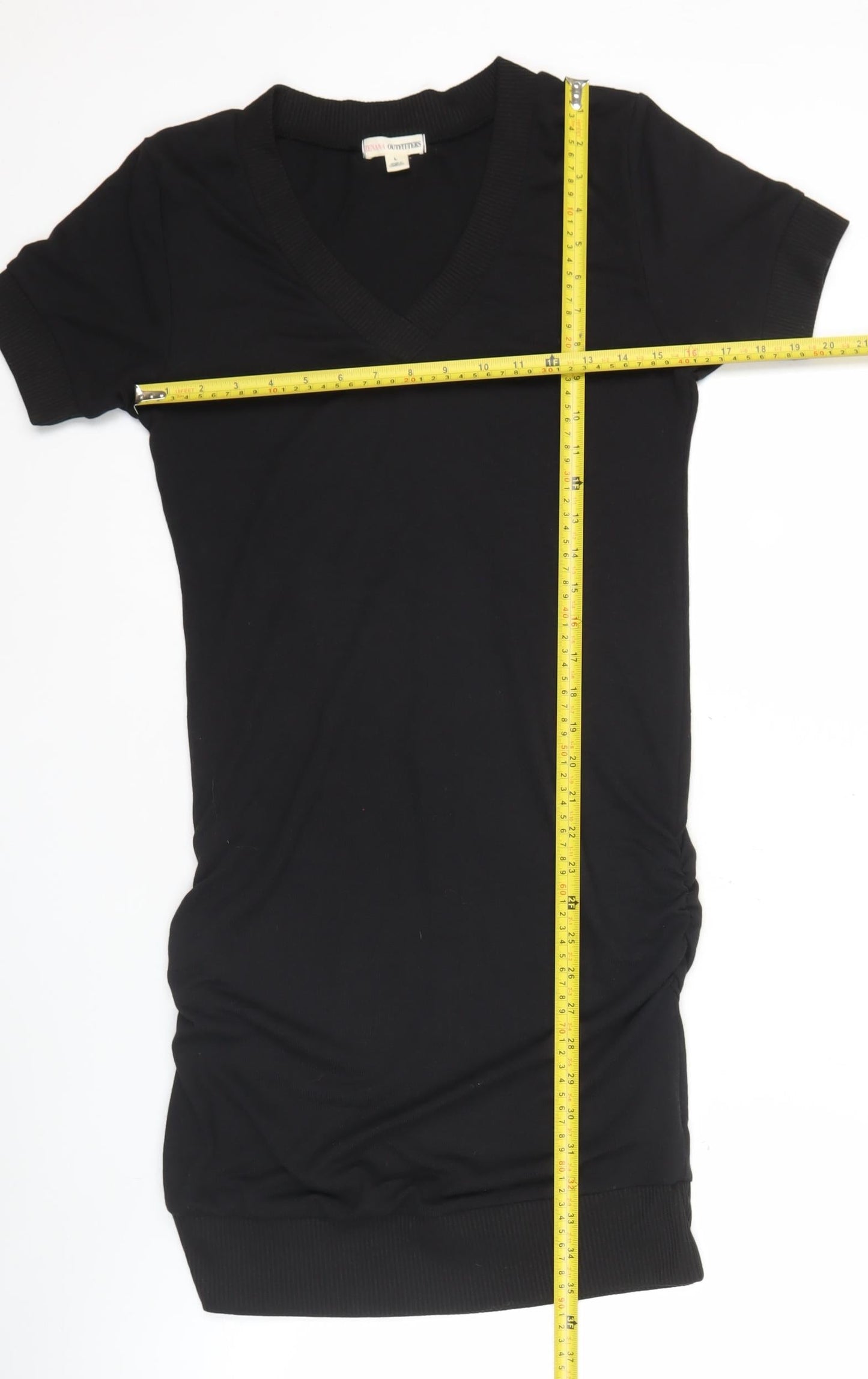 Zenana Outfitters Womens Black L Shift Dress Short Sleeve V-Neck