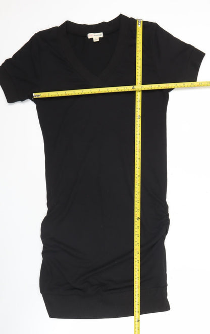 Zenana Outfitters Womens Black L Shift Dress Short Sleeve V-Neck