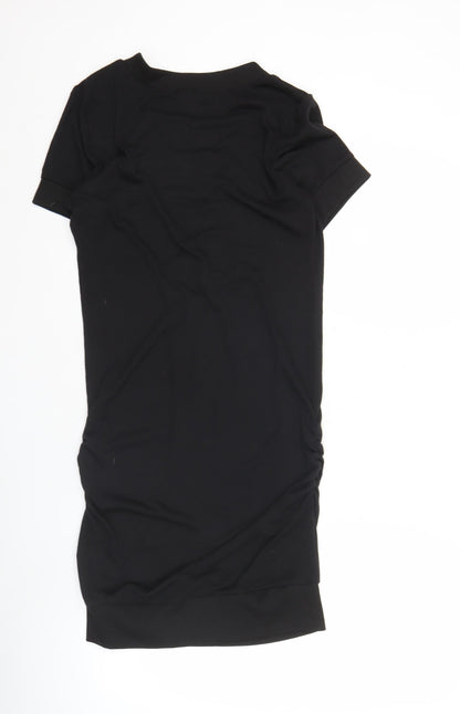 Zenana Outfitters Womens Black L Shift Dress Short Sleeve V-Neck