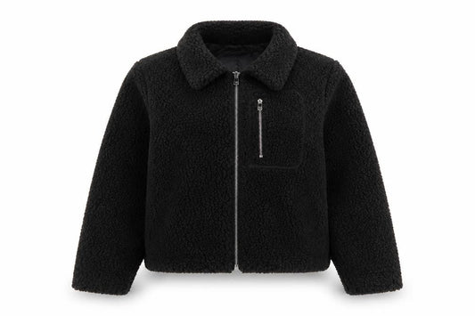 Primark Womens Black XS Fleece Bomber Jacket Zip Pockets