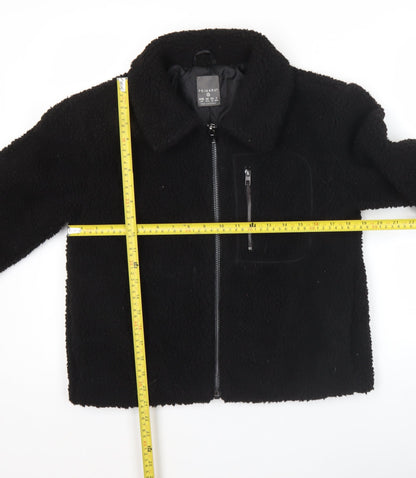 Primark Womens Black XS Fleece Bomber Jacket Zip Pockets