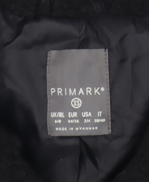 Primark Womens Black XS Fleece Bomber Jacket Zip Pockets