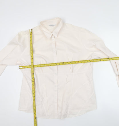 Marks & Spencer Women Ivory Size 18 Classic Button-Up Long Sleeve Cotton Blend Shirt