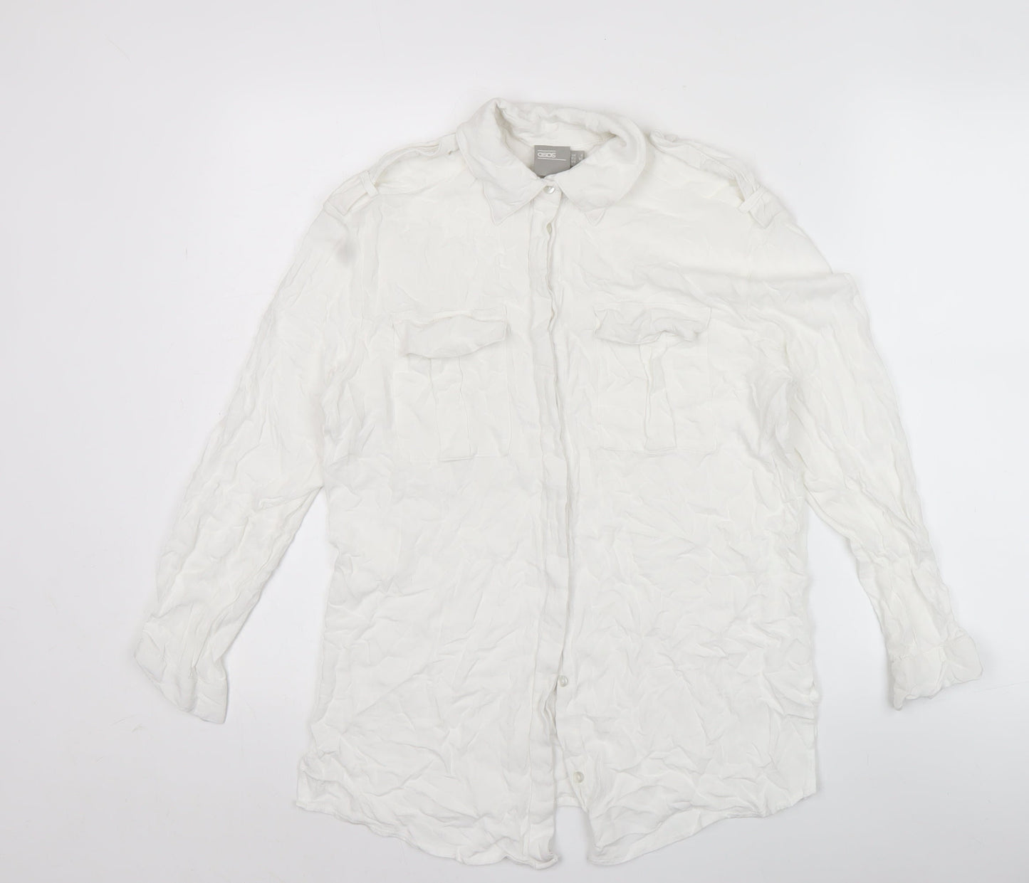 ASOS Women’s White Size 8 Long Sleeve Button-Up Shirt