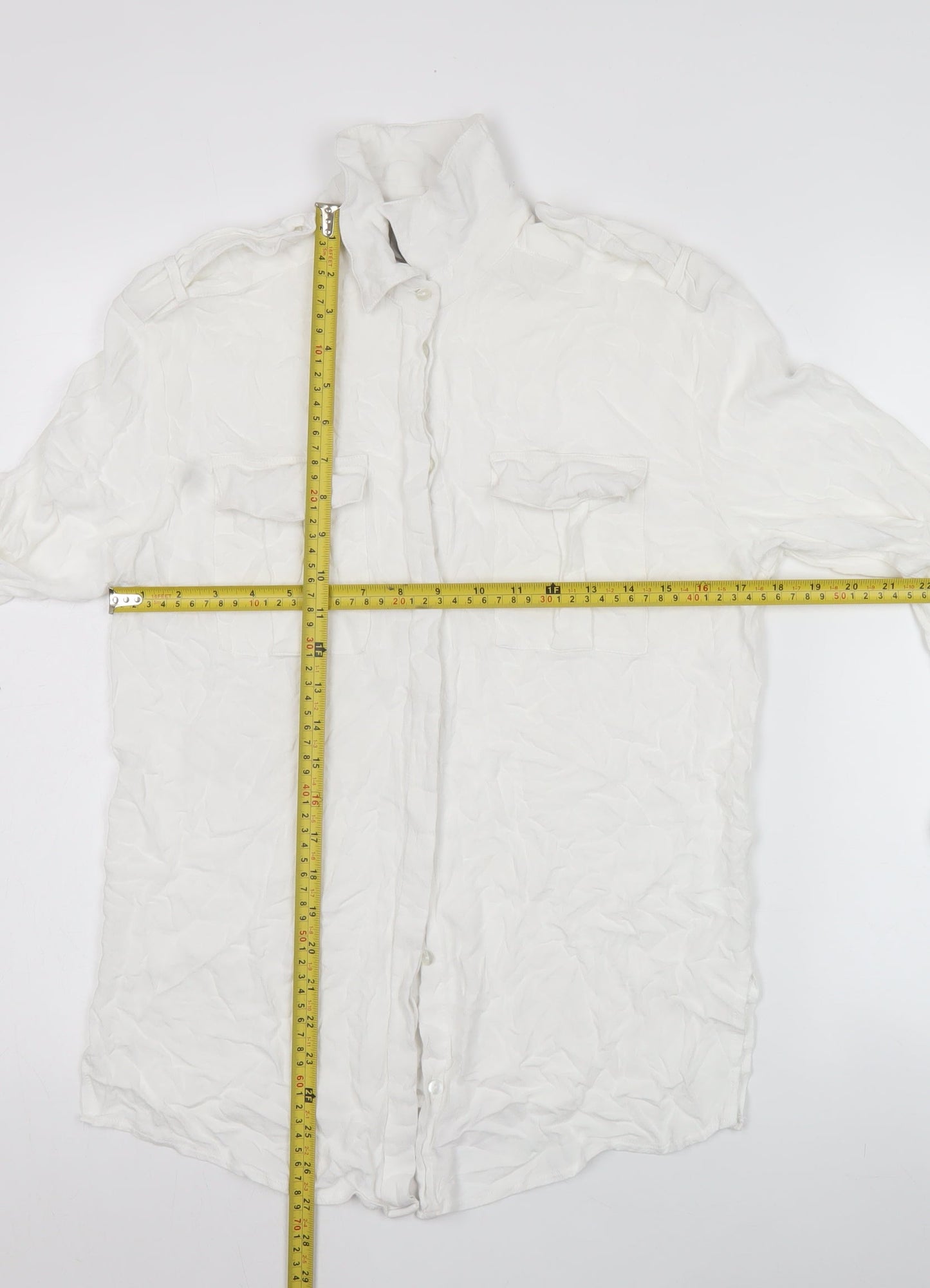 ASOS Women’s White Size 8 Long Sleeve Button-Up Shirt