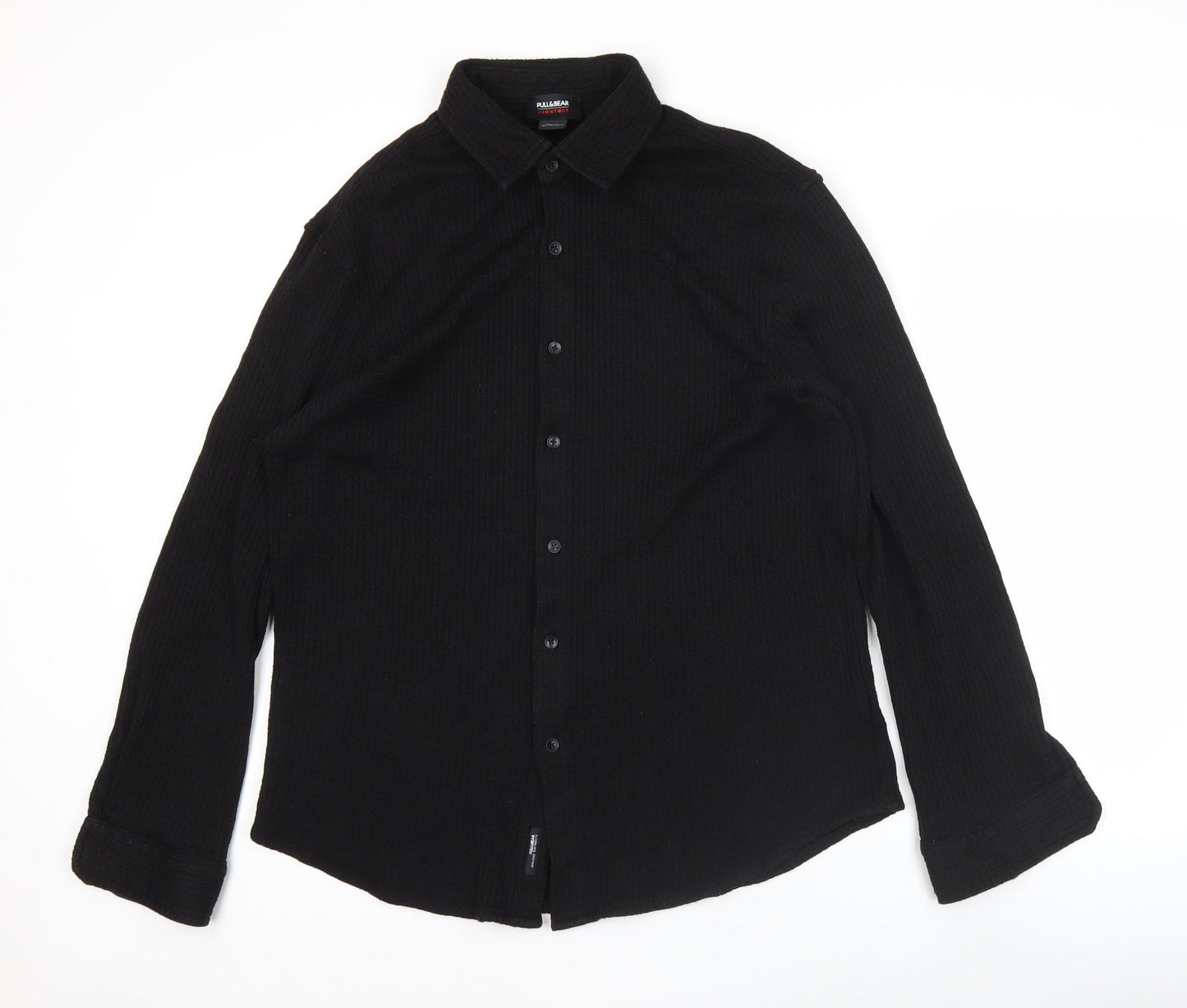 Pull&Bear Men’s Black Long Sleeve Button-Up Shirt Size L