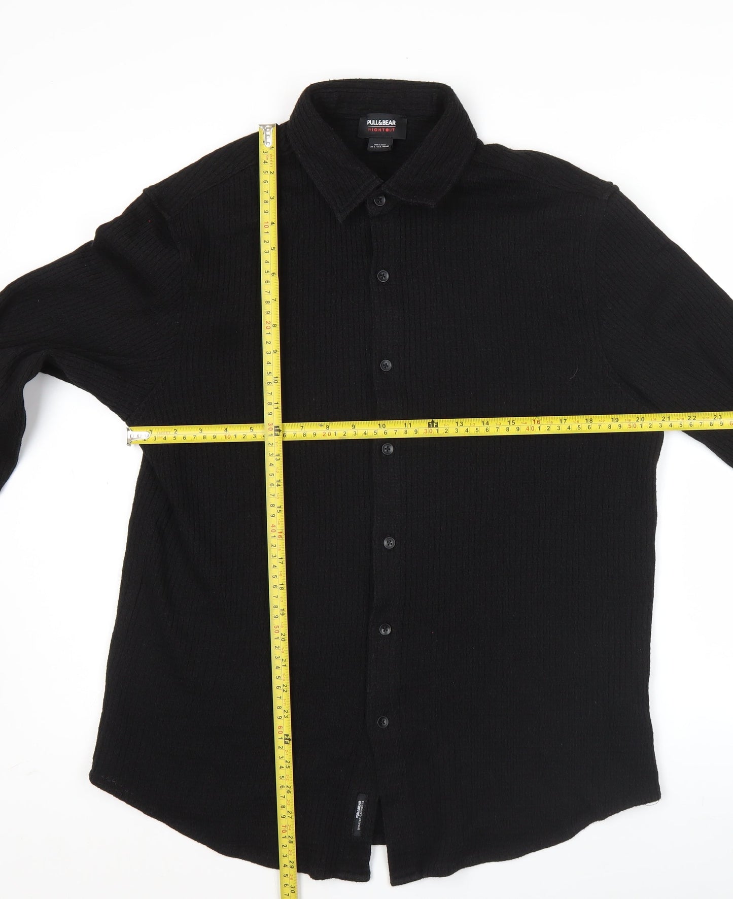 Pull&Bear Men’s Black Long Sleeve Button-Up Shirt Size L