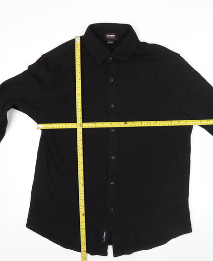 Pull&Bear Men’s Black Long Sleeve Button-Up Shirt Size L