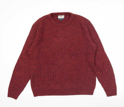 George Men’s Red Crew Neck Knit Jumper Pullover Size S