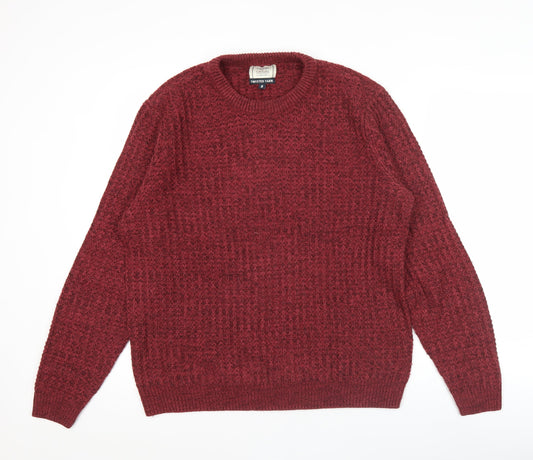 George Men’s Red Crew Neck Knit Jumper Pullover Size S